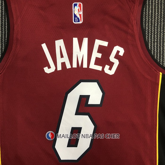 Maillot Miami Heat LeBron James NO 6 Statement 2020-21 Rouge